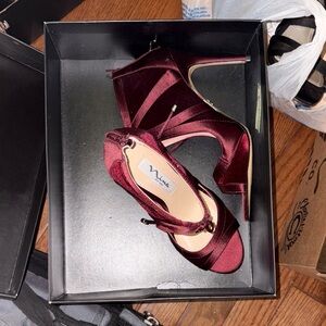 Nina Burgundy Velvet Heels
